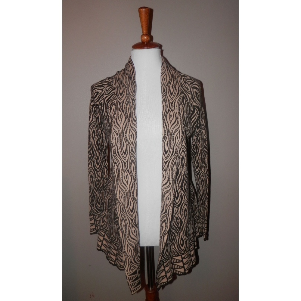 MOTH Sweater Cardigan Small Brown Black Open Front